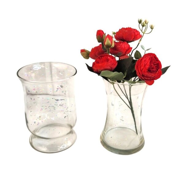 Clear Glass Flower Gathering Vase Elegant Design 8" Tall 4.5" Top Diameter For H - Picture 2 of 10